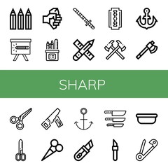 sharp simple icons set
