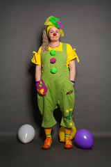 Clown occupation. Performance Actress clown portrait