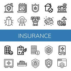 insurance simple icons set