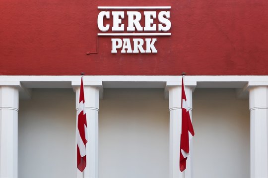 Aarhus, Denmark - October 28, 2015: Ceres Park is a combined sport venue, in Aarhus, Denmark, where the football stadium and the arena are the main parts