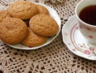 Oatmeal cookies are round or oval shaped pastry with oatmeal or flour in the composition.