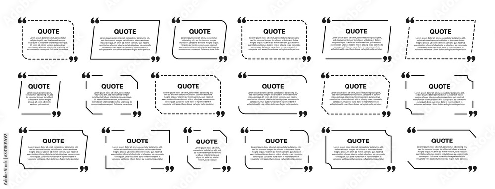 Poster Quote box frame set. Vector template design. Frame for info text or quote.