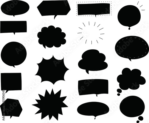 シンプルでおしゃれな白黒の吹き出し 線 ベクター タイトル変更 Wall Mural Yugoro