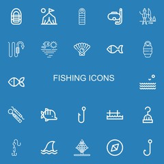 Editable 22 fishing icons for web and mobile