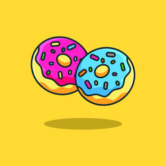 Donut Icon Design Illustrations Cartoon Style Suitable eb Landing Page, Banner, Flyer, Sticker, Wallpaper, Background