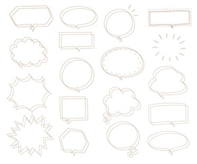 シンプルでおしゃれな吹き出し、茶色、ブラウン、線