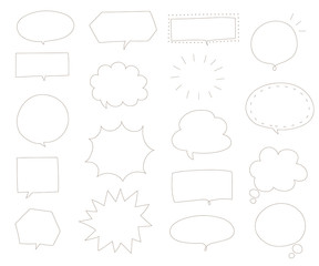 シンプルでおしゃれな吹き出し、茶色、ブラウン、線