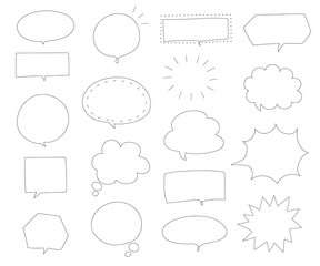 シンプルでおしゃれな白黒の吹き出し、線、ベクター タイトル変更