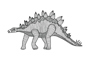 dinosaur with a decorative pattern. coloring book. eps10 vector stock illustration. hand drawing. out line.