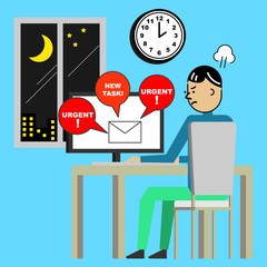 A man is working overtime