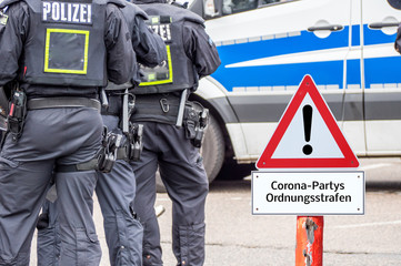 Warnschild Ordnungsstrafen Corona-Partys Ordnungsamt