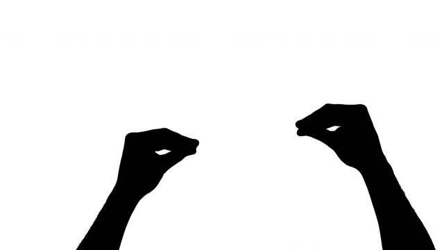 Silhouette of man expressing bla bla bla sign. Empty promises. Isolated, black and white