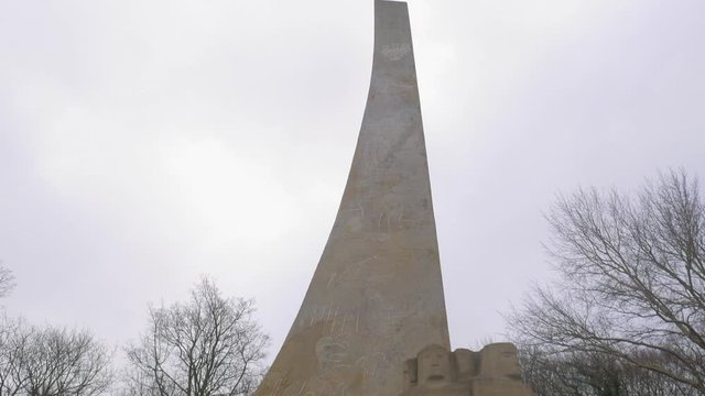 Monument to the Polish Marriage with the Sea in Kolobrzeg, poland; tilt up shot.