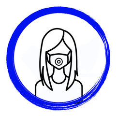 Girl Wearing n99 respirator precaution Concept, coronavirus infection protection mask on white backgruond, Coronavirus disease COVID-19 Infection Control Guard Vector color Icon design