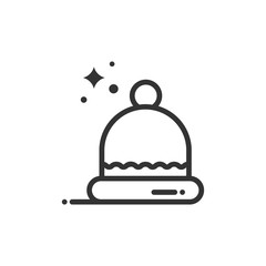 Winter Cap Vector Line Icon Illustration