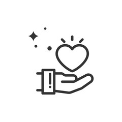 Giving Heart Vector Line Icon Illustration