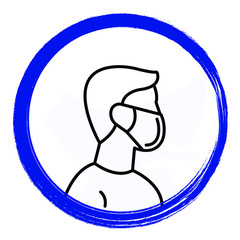 Coronavirus effected person concept, covid-19 victim on white background, Man is wearing face mask to avoid spreading ncov infection vector color icon design