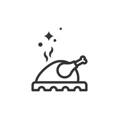 Turkey Chicken Vector Line Icon Illustration