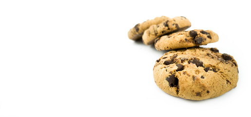 chocolate chip cookies isolated on white background