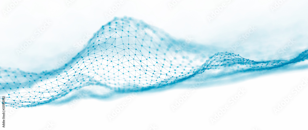 Poster Abstract digital background. Network connection structure. Big data. Futuristic abstract wave. 3D rendering.