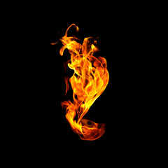 Fire flames on black background.