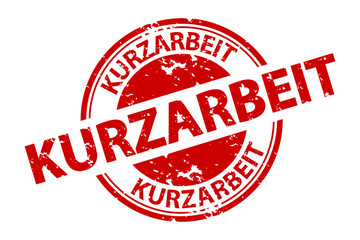 German Rubber Stamp Seal Short-Time Work - Red Vector Illustration - Isolated On White Background