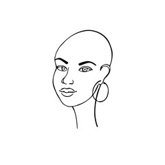 Girl drawn by hand. Feminism concept. Doodle with pretty girl. Vector illustration for card, poster, modern design.