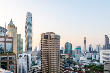 Fototapeta na wymiar The group of sky buildings such as condominium offices landscape in Bangkok , Thailand.