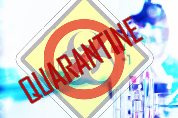 Medical background of viral pneumonia. Coronovirus quarantine. Warning biohazard infection. Viirus DNA.