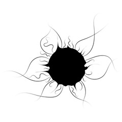 abstract black silhouette virus microbe bacterium symbol pathogen microorganism Thaksin molecule medical logo