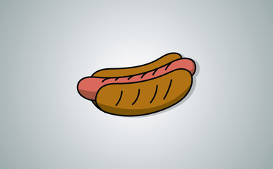 Hotdog. Vector isolated flat illustration fast food for poster, menus, brochure, web and icon fastfood.