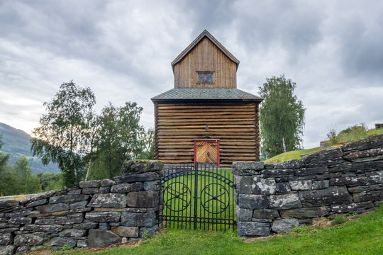 wooden church and cemetery in Ringebu in Norway