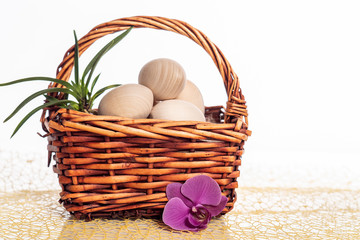 Easter. Easter eggs in a basket