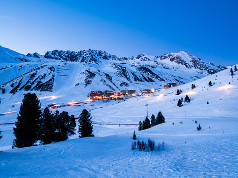 K&uuml;htai village during sunset and night with warm lights