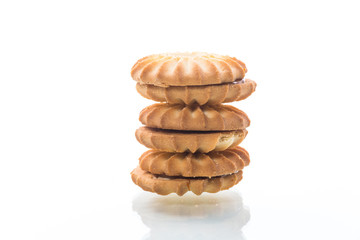 sweet crispy cookies round with a filling of condensed milk