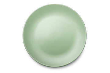 Empty ceramics plate isolated on white background with clipping path