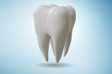 White tooth in dental concept - 3d rendering