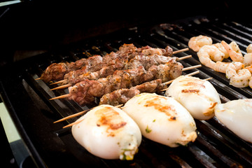 Shrimps, Souvlaki, Kalamari grillen © Michael