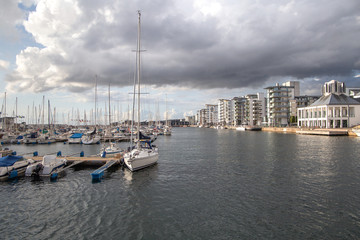 Fototapeta na wymiar New marina in the coastal town of Helsingborg, Sweden.