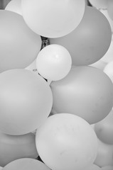 Black and white image of balloon skins close up