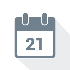 simple calendar icon 21 on white background vector illustration EPS10