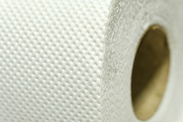 white Toilet paper layers fabricated from recycled paper close up macro shot