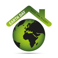 earth day save the planet label and globe vector illustration EPS10