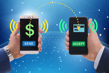 Concept of mobile wallet transfers - 3d rendering