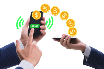 Concept of mobile wallet transfers - 3d rendering