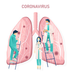 Corona virus lungs effect research. Doctor analyzing data. Medical clinique laboratory Vector