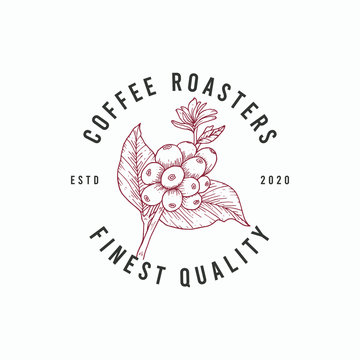 Elegant hand drawn Coffee Premium Vector Logo Design Template