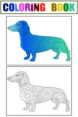 Dachshund color and coloring book zen for adults raster