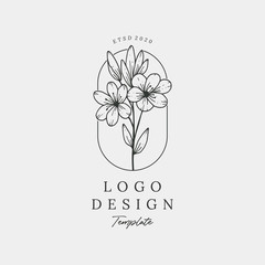 Elegant hand drawn floral logo Premium Vector Design Template