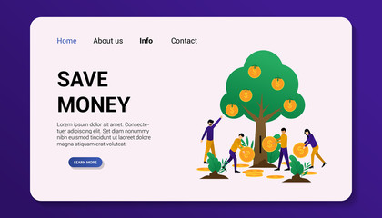 vector illustration of save money landing page flat design